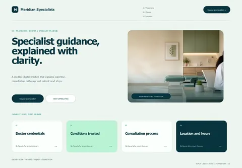 Framework complete homepage preview for Doctor & specialist practice