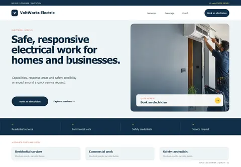 Clarity complete homepage preview for Electrical service