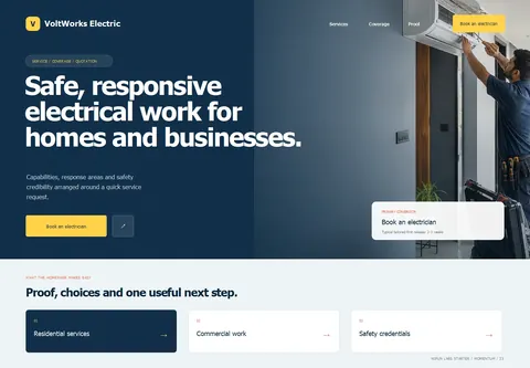 Momentum complete homepage preview for Electrical service