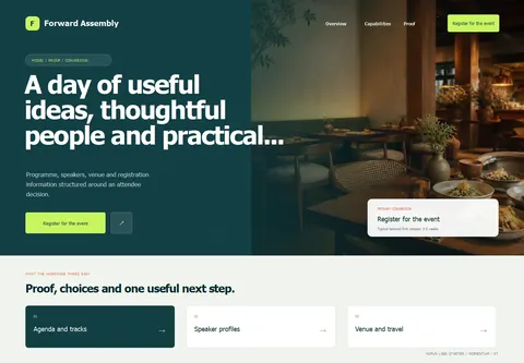 Momentum complete homepage preview for Event and conference website