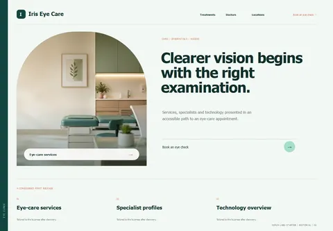 Editorial complete homepage preview for Eye clinic