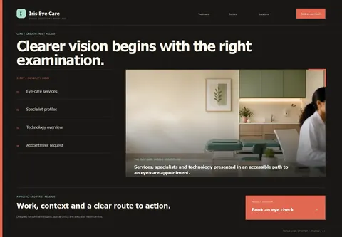 Studio complete homepage preview for Eye clinic