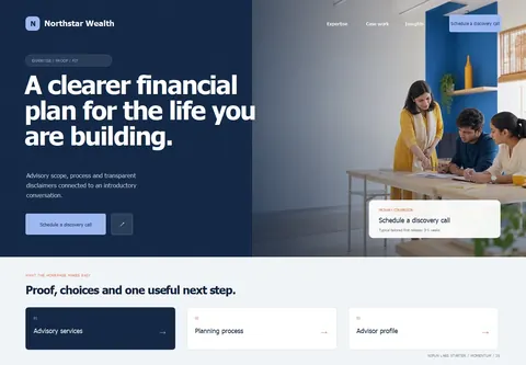 Momentum complete homepage preview for Financial advisor & insurance