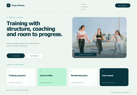Framework complete homepage preview for Fitness gym