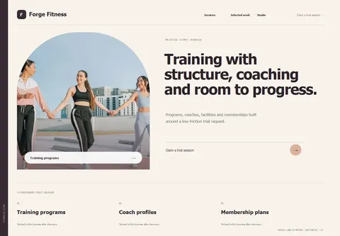 Editorial complete homepage preview for Fitness gym