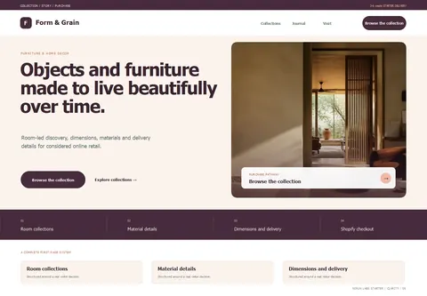 Clarity complete homepage preview for Furniture & home decor