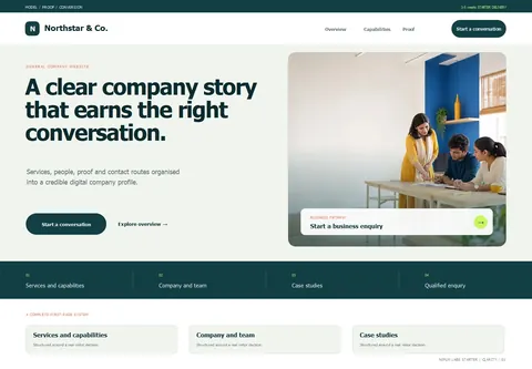 Clarity complete homepage preview for General company website