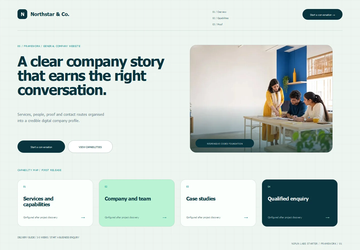 Framework general company homepage concept