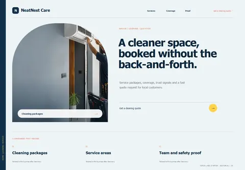 Editorial complete homepage preview for Home cleaning service