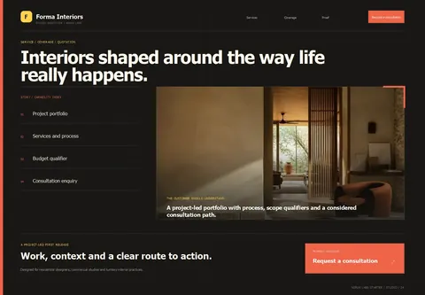 Studio complete homepage preview for Interior design studio