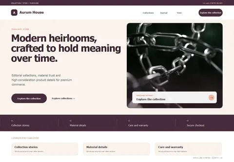 Clarity complete homepage preview for Jewellery store