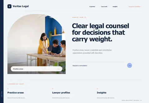 Editorial complete homepage preview for Law firm