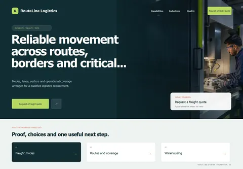 Momentum complete homepage preview for Logistics & export company