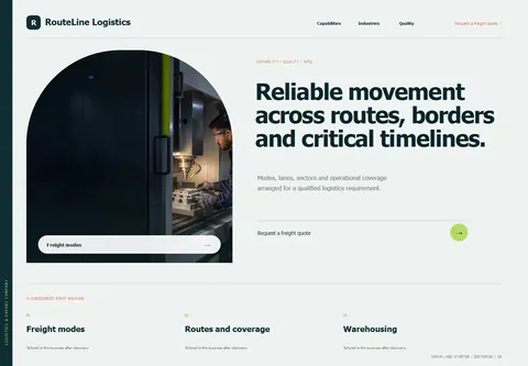 Editorial complete homepage preview for Logistics & export company