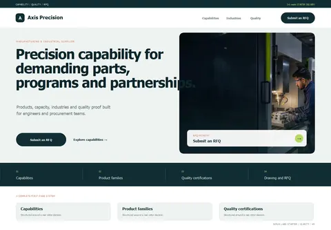 Clarity complete homepage preview for Manufacturing & industrial supplier