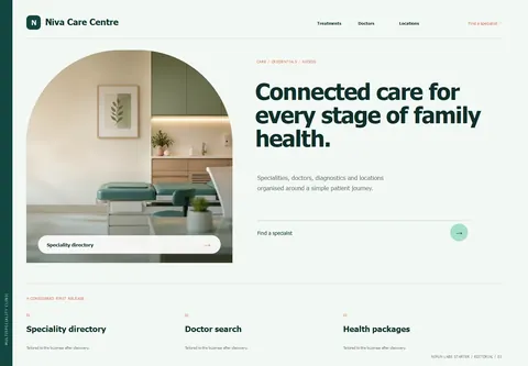 Editorial complete homepage preview for Multispeciality clinic
