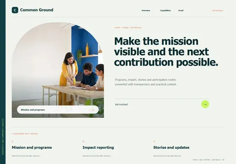 Editorial complete homepage preview for Nonprofit and community website
