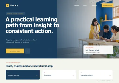 Momentum complete homepage preview for Online course & coach