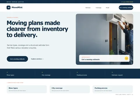 Clarity complete homepage preview for Packers & movers