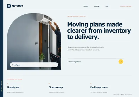 Editorial complete homepage preview for Packers & movers