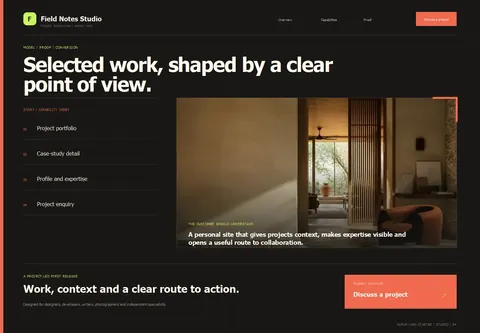 Studio complete homepage preview for Personal portfolio