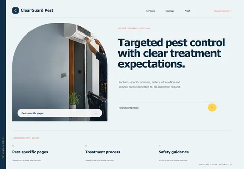 Editorial complete homepage preview for Pest control service