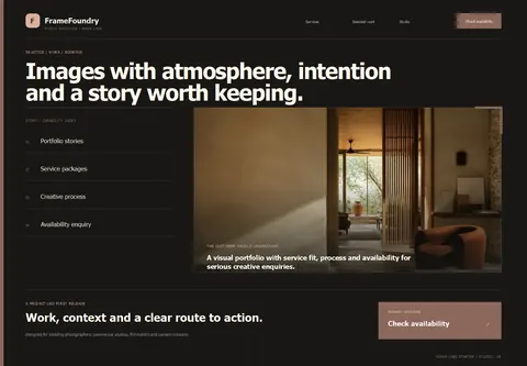 Portfolio-led photographer homepage concept