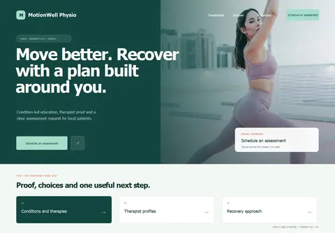 Momentum complete homepage preview for Physiotherapy clinic