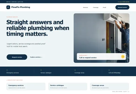 Clarity complete homepage preview for Plumbing service
