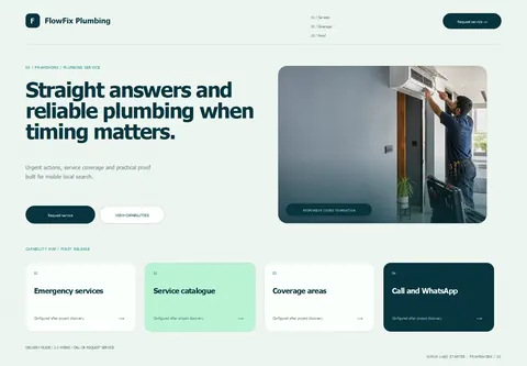 Framework complete homepage preview for Plumbing service