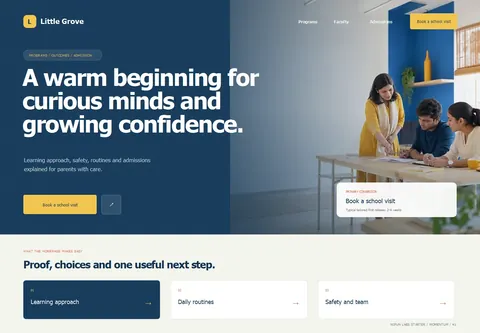 Momentum complete homepage preview for Preschool & daycare