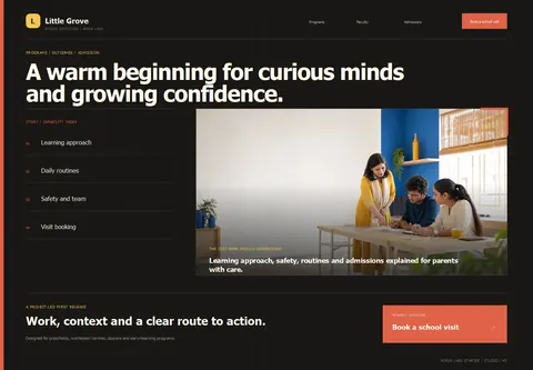 Studio complete homepage preview for Preschool & daycare