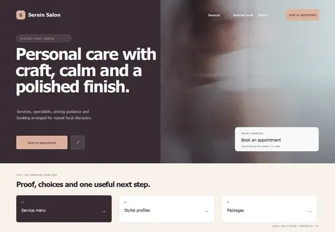 Momentum complete homepage preview for Salon & spa