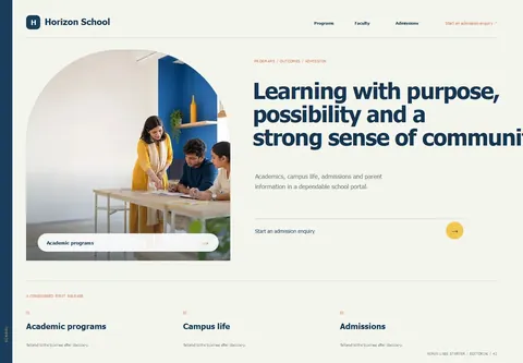 Editorial complete homepage preview for School