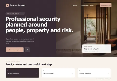 Momentum complete homepage preview for Security service