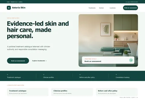 Clarity complete homepage preview for Skin & hair clinic