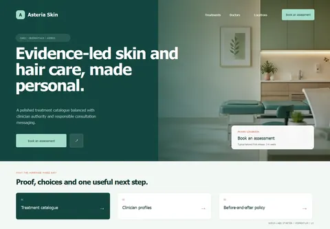 Momentum complete homepage preview for Skin & hair clinic