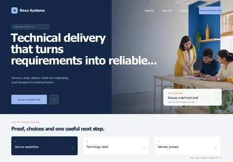 Momentum complete homepage preview for Software & IT services
