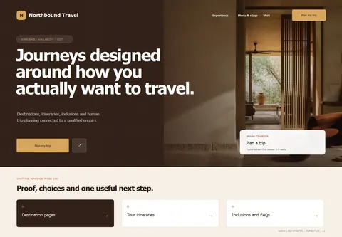 Momentum complete homepage preview for Travel agency