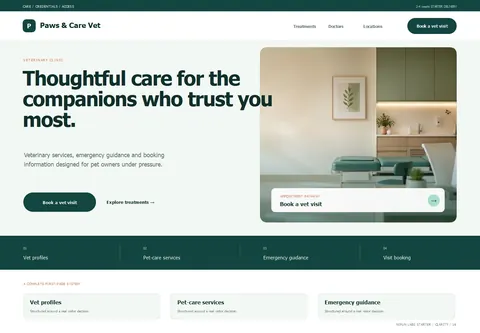 Clarity complete homepage preview for Veterinary clinic