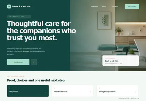 Momentum complete homepage preview for Veterinary clinic
