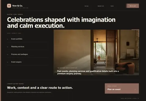 Studio complete homepage preview for Wedding & event planner